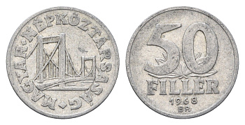 Венгрия 50 филлеров 1968 BP мост Елизаветы в Будапеште KM 574 алюминий 4665-113