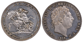 Великобритания 1 крона 1818 LIX, Георг III (1760-1820) KM 675, Spink 3787 серебро PROOF 10-002-61