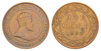 Канада 1 цент 1909 Эдуард VII (1901-1910) KM 8 бронза 4637-143