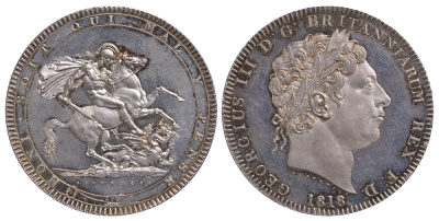Великобритания 1 крона 1818 LIX, Георг III (1760-1820) KM 675, Spink 3787 серебро PROOF 10-002-61