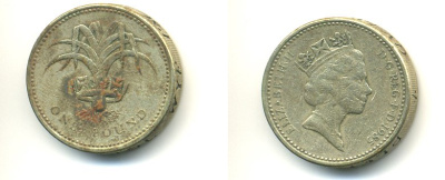 Великобритания 1 фунт 1985 Елизавета II (1952-2022) KM 941, Spink 4331 никель латунь 59-123