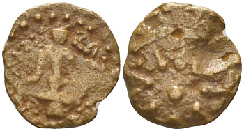 Иудея, династия Хасмонеев прута (известна как 'лепта вдовы') 104 - 76 гг. до н.э. Александр Яннай, греческая легенда 'Царя Александра', якорь / 8-ми лучевая звезда, между лучей та же легенда на иврите, Иерусалим Hendin 1150 медь 1073-21-47