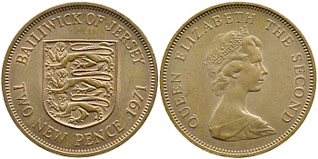 ДЖЕРСИ 2 ПЕНСА 1971 ЕЛИЗАВЕТА II KM 31 бронза UNC 51-426
