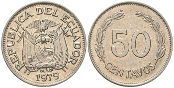 Эквадор 50 сентаво 1979 KM 81 сталь плакированная никелем aUNC 4448-1217