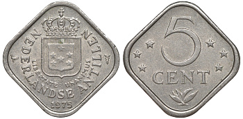 Нидерландские Антилы 5 центов 1975 Юлиана (1948-1980) KM 13 медно-никель 4610-951