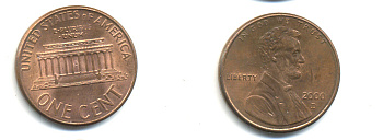 США 1 ЦЕНТ 2000 D ЛИНКОЛЬН KM 201b цинк плакированный медью UNC 179-533