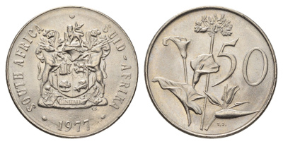 ЮАР 50 центов 1977 Зантедеския Эллиота (калла), герб KM 87 никель aUNC 4693-827