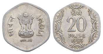Индия 20 пайс 1983 KM 44 алюминий 4650-1021