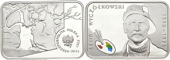 Польша 20 злотых 2007 Польские художники XIX-XX вв. Леон Ян Вычулковский, цветная эмаль KM 891 серебро PROOF 1090-3-21