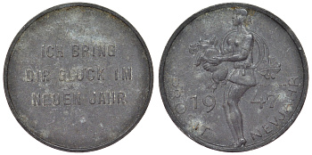Австрия жетон 1947 удачи в новом году, девушка со свиньей и клевером цинк 4121-356