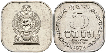 Шри-Ланка 5 центов 1978 KM 139a алюминий 4136-716