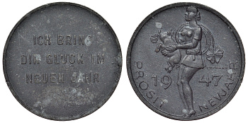 Австрия жетон 1947 удачи в новом году, девушка со свиньей и клевером цинк 4121-136