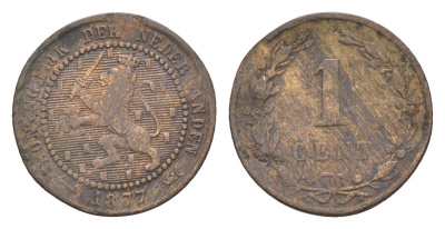 Нидерланды 1 цент 1877 Виллем III (1849-1890) KM 107 бронза 57-1263