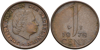 Нидерланды 1 цент 1978 Юлиана (1948-1980) КМ 180 бронза    4602-517
