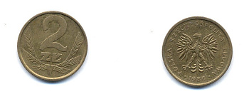 ПОЛЬША 2 ЗЛОТЫХ 1986 KM 80.2 латунь 4379-1327