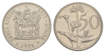ЮАР 50 центов 1970 Зантедеския Эллиота (калла), герб KM 87 никель 4601-1017