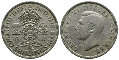 Великобритания 2 шиллинга (флорин) 1948 Георг VI (1936-1952) KM 865, Spink 4102 медно-никель 4381-1213