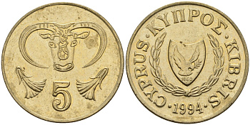 Кипр 5 центов 1994 KM 55.3 никель латунь 4141-1046