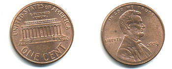 США 1 ЦЕНТ 2003 ЛИНКОЛЬН KM 201b цинк плакированный медью 86-446