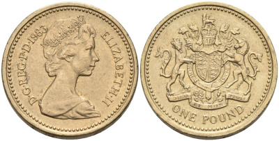 Великобритания 1 фунт 1983 Елизавета II (1952-2022) KM 933, Spink 4221 никель латунь 88-135