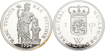 Нидерланды медаль ND серия старинные монеты, 1 гульден 1794, вес 31,2 грамма  серебро  PROOF  06-266-12
