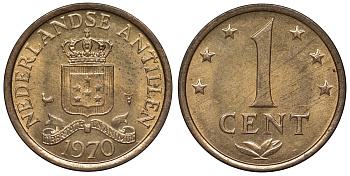 Нидерландские Антилы 1 цент 1970 Юлиана (1948-1980) KM 8 бронза UNC 4118-847