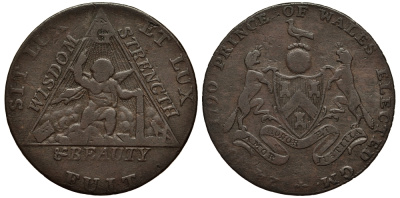 Великобритания 1/2 пенни 1794 24 ноября 1790 выборы принца Уэльского Dalton & Hamer 370 медь 1524-624