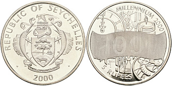 Сейшельские Острова 5 рупий 2000 миллениум KM 112 медно-никель UNC 11-183-14