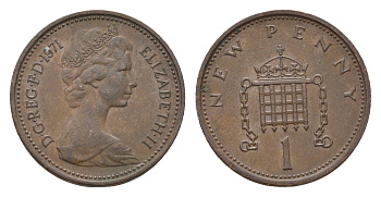 Великобритания 1 пенни 1971 Елизавета II (1952-2022) KM 915, Spink 4237 (B1) бронза 4613-1059