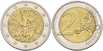 ФРГ 2 евро 2019 D, 30 лет падения Берлинской стены UC 101 биметалл 4132-1111