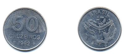 БРАЗИЛИЯ 50 КРУЙЗЕЙРО 1982 KM 594.1 сталь aUNC 51-4826