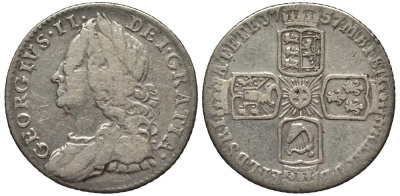 Великобритания 6 пенсов 1757 Георг II (1727-1760) KM 582.2, Spink 3711 серебро 413-3842