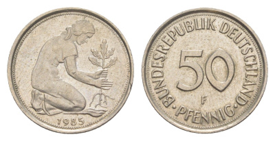 ФРГ 50 пфеннигов 1985 F KM 109.2, J. 384a медно-никель 4632-819
