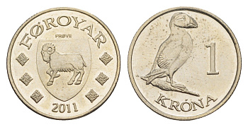 Фарерские острова 1 крона 2011 никель PROOF 4644-1015