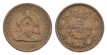 Гондурас 2 сентаво 1939 KM 78 бронза 4674-962