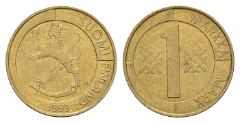 Финляндия 1 марка 1993 KM 76 алюминиевая бронза 4648-611