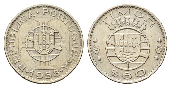 Португальский Тимор 60 сентаво 1958 год-тип KM 12 медь цинк никель 4669-744