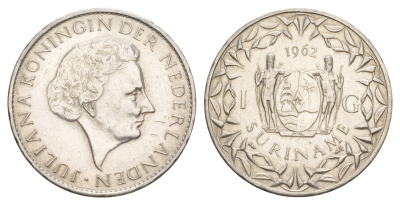 Суринам 1 гульден 1962 KM 15 серебро 413-845