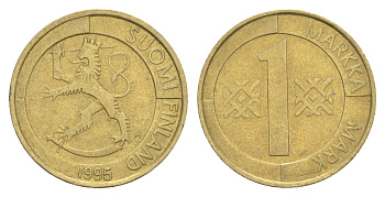 Финляндия 1 марка 1995 KM 76 алюминиевая бронза 4648-613