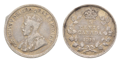 Канада 5 центов 1913 Георг V (1910-1936) KM 22 серебро 4655-438