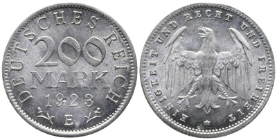 ГЕРМАНИЯ 200 МАРОК 1923 E KM 35, J. 304 алюминий 24-842