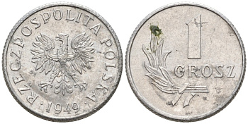 Польша 1 грош 1949 MW KM 39 алюминий 3458-161