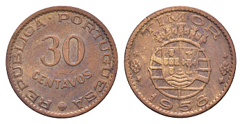 Португальский Тимор 30 сентаво 1958 год-тип KM 11 бронза 413-1412