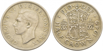 Великобритания 1/2 кроны 1949 Георг VI (1936-1952) KM 879, Spink 4106 медно-никель 4403-246