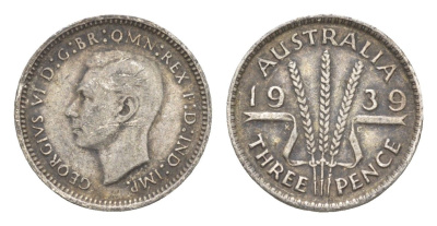 Австралия 3 пенса 1939 Георг VI (1936-1952) KM 37 серебро 4649-1061