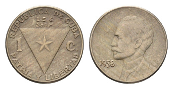 Куба 1 сентаво 1958 год-тип KM 30 медно-никель 4668-837