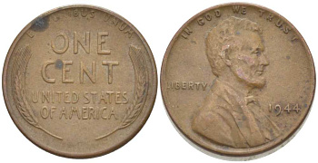 США 1 ЦЕНТ 1944 ЛИНКОЛЬН KM А132 медь цинк 218-441
