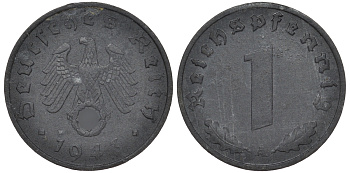 Германия 1 рейхспфенниг 1943 A KM 97, J. 369 цинк 4519-731