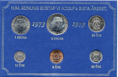 ШВЕЦИЯ НАБОР ИЗ 6 МОНЕТ 1973 04-062-211