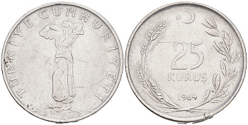 ТУРЦИЯ 25 КУРУШЕЙ 1964 KM 892.2 сталь 4561-617
